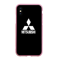 Чехол iPhone XS Max матовый Mitsubishi logo white, цвет: 3D-розовый