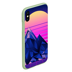 Чехол iPhone XS Max матовый Vaporwave неоновые горы, цвет: 3D-салатовый — фото 2