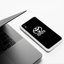 Чехол iPhone XS Max матовый Toyota white logo, цвет: 3D-белый — фото 2