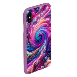 Чехол iPhone XS Max матовый Абстракция, водоворот из ярких красок, цвет: 3D-фиолетовый — фото 2