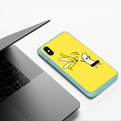Чехол iPhone XS Max матовый Банановый стриптиз, цвет: 3D-мятный — фото 2