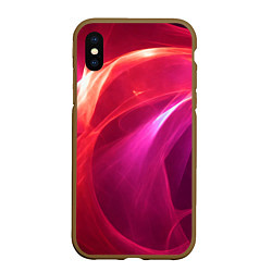 Чехол iPhone XS Max матовый Красно-розовый энергетический хаос волн