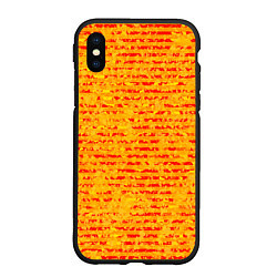 Чехол iPhone XS Max матовый Яркий красно-жёлтый абстарктный полосатый, цвет: 3D-черный