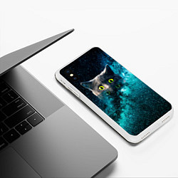 Чехол iPhone XS Max матовый Космос и кот, цвет: 3D-белый — фото 2