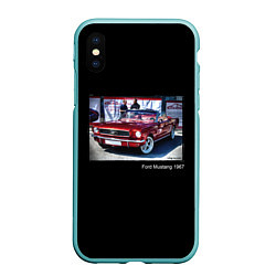 Чехол iPhone XS Max матовый Ford Mustang кабриолет модель 1967 года, цвет: 3D-мятный