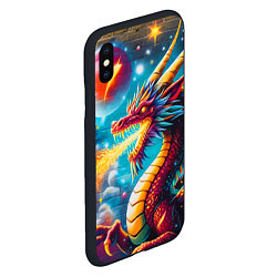 Чехол iPhone XS Max матовый Космический дракон - граффити, цвет: 3D-черный — фото 2