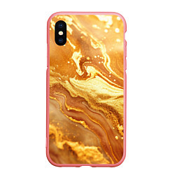 Чехол iPhone XS Max матовый Жидкое золото текстура