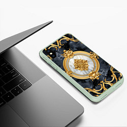 Чехол iPhone XS Max матовый Классические узоры лакшери текстура, цвет: 3D-салатовый — фото 2