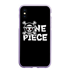 Чехол iPhone XS Max матовый One piece - emblem, цвет: 3D-светло-сиреневый