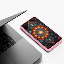Чехол iPhone XS Max матовый Симметричный орнамент - мандала узор со светящейся, цвет: 3D-баблгам — фото 2