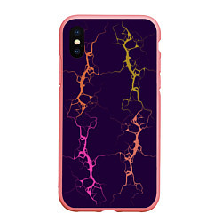 Чехол iPhone XS Max матовый Молнии на пурпурном, цвет: 3D-баблгам
