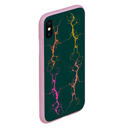 Чехол iPhone XS Max матовый Молнии на изумрудном, цвет: 3D-розовый — фото 2