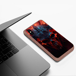 Чехол iPhone XS Max матовый Demon skull with horns, цвет: 3D-коричневый — фото 2