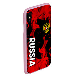 Чехол iPhone XS Max матовый Россия герб в огне, цвет: 3D-розовый — фото 2
