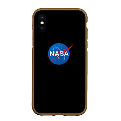 Чехол iPhone XS Max матовый Nasa logo space blue