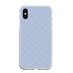 Чехол iPhone XS Max матовый Светлый серо-голубой в мелкий рисунок, цвет: 3D-белый