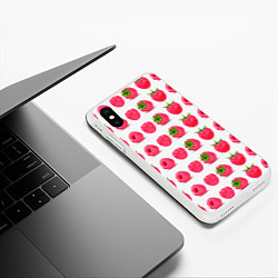 Чехол iPhone XS Max матовый Ягода малина узор, цвет: 3D-белый — фото 2