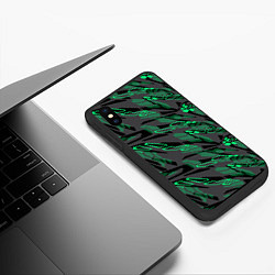 Чехол iPhone XS Max матовый Абстрактный камуфляжный узор, цвет: 3D-черный — фото 2