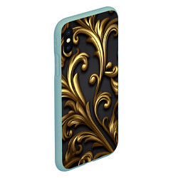 Чехол iPhone XS Max матовый Яркие золотые объемные узоры, цвет: 3D-мятный — фото 2