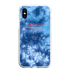 Чехол iPhone XS Max матовый Tokyo: tie-dye blue, цвет: 3D-белый