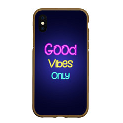 Чехол iPhone XS Max матовый Только хорошие вибрации неон - good vibes only