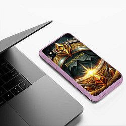 Чехол iPhone XS Max матовый Черное золотое кольцо Elden Ring, цвет: 3D-сиреневый — фото 2