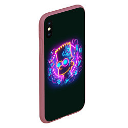 Чехол iPhone XS Max матовый Neon Bart Simpson - cyberpunk fantasy, цвет: 3D-малиновый — фото 2