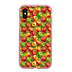 Чехол iPhone XS Max матовый Ароматные сочные яблоки, цвет: 3D-розовый