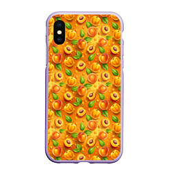 Чехол iPhone XS Max матовый Сочные сладкие абрикосы паттерн, цвет: 3D-светло-сиреневый