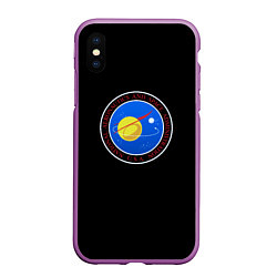 Чехол iPhone XS Max матовый NASA космос лого, цвет: 3D-фиолетовый