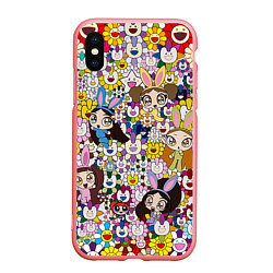 Чехол iPhone XS Max матовый Right now NewJeans and Takashi Murakami