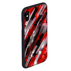 Чехол iPhone XS Max матовый Черно-красно-белые наклонные блоки, цвет: 3D-черный — фото 2