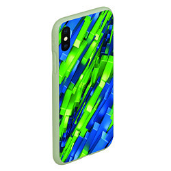 Чехол iPhone XS Max матовый Сине-зеленые наклонные блоки, цвет: 3D-салатовый — фото 2