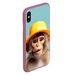 Чехол iPhone XS Max матовый Мартышка в шляпе, цвет: 3D-малиновый — фото 2