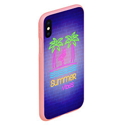 Чехол iPhone XS Max матовый Неоновые пальмы и фламинго summer vibes, цвет: 3D-баблгам — фото 2