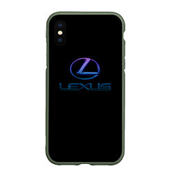 Чехол iPhone XS Max матовый Lexus авто неон, цвет: 3D-темно-зеленый