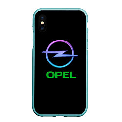 Чехол iPhone XS Max матовый Opel auto neon, цвет: 3D-мятный