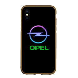 Чехол iPhone XS Max матовый Opel auto neon, цвет: 3D-коричневый