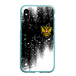 Чехол iPhone XS Max матовый Герб Росси краски, цвет: 3D-мятный