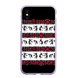 Чехол iPhone XS Max матовый Кокопелли индейцев хайда, цвет: 3D-сиреневый