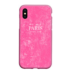 Чехол iPhone XS Max матовый Pink Paris, цвет: 3D-малиновый