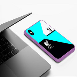 Чехол iPhone XS Max матовый Juventus x Liverpool geometry, цвет: 3D-фиолетовый — фото 2
