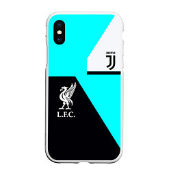 Чехол iPhone XS Max матовый Juventus x Liverpool geometry, цвет: 3D-белый