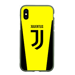 Чехол iPhone XS Max матовый Juventus sport geometry yellow, цвет: 3D-темно-зеленый