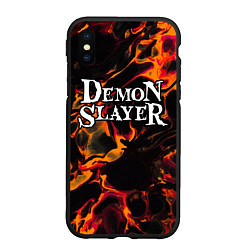 Чехол iPhone XS Max матовый Demon Slayer red lava, цвет: 3D-черный