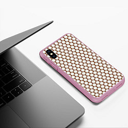 Чехол iPhone XS Max матовый Паттерн сетчатые звездочки, цвет: 3D-розовый — фото 2