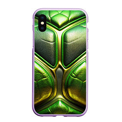 Чехол iPhone XS Max матовый Объемная зеленая текстурная кожа, цвет: 3D-сиреневый