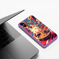 Чехол iPhone XS Max матовый Cat and ramen, цвет: 3D-фиолетовый — фото 2