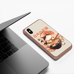 Чехол iPhone XS Max матовый Ramen and the cat, цвет: 3D-коричневый — фото 2