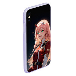 Чехол iPhone XS Max матовый Милый во франксе - zero two, цвет: 3D-светло-сиреневый — фото 2